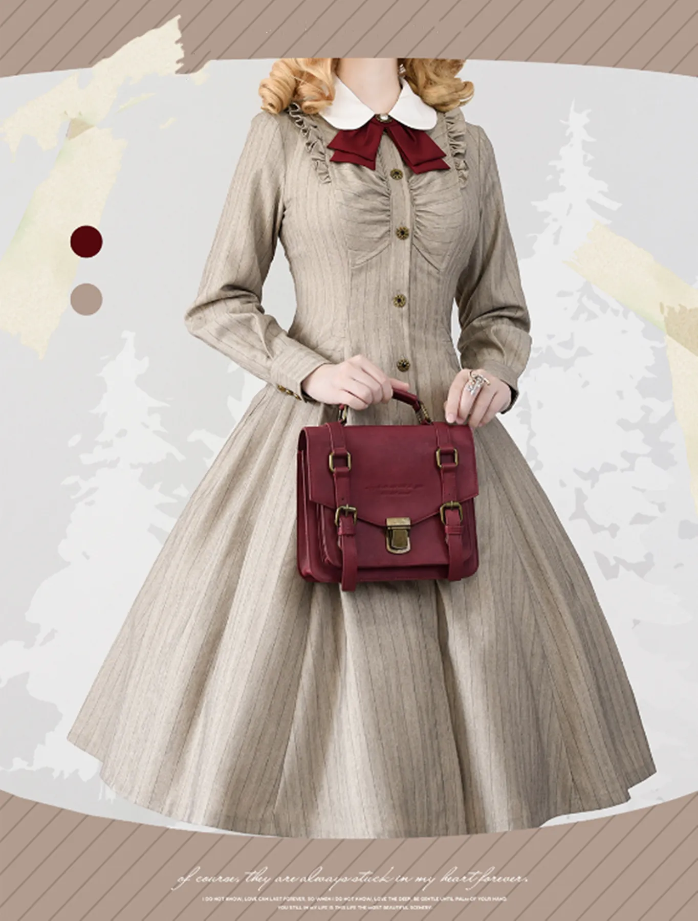 Forest Wardrobe~Winter Lolita Classic Front Open Stripe OP