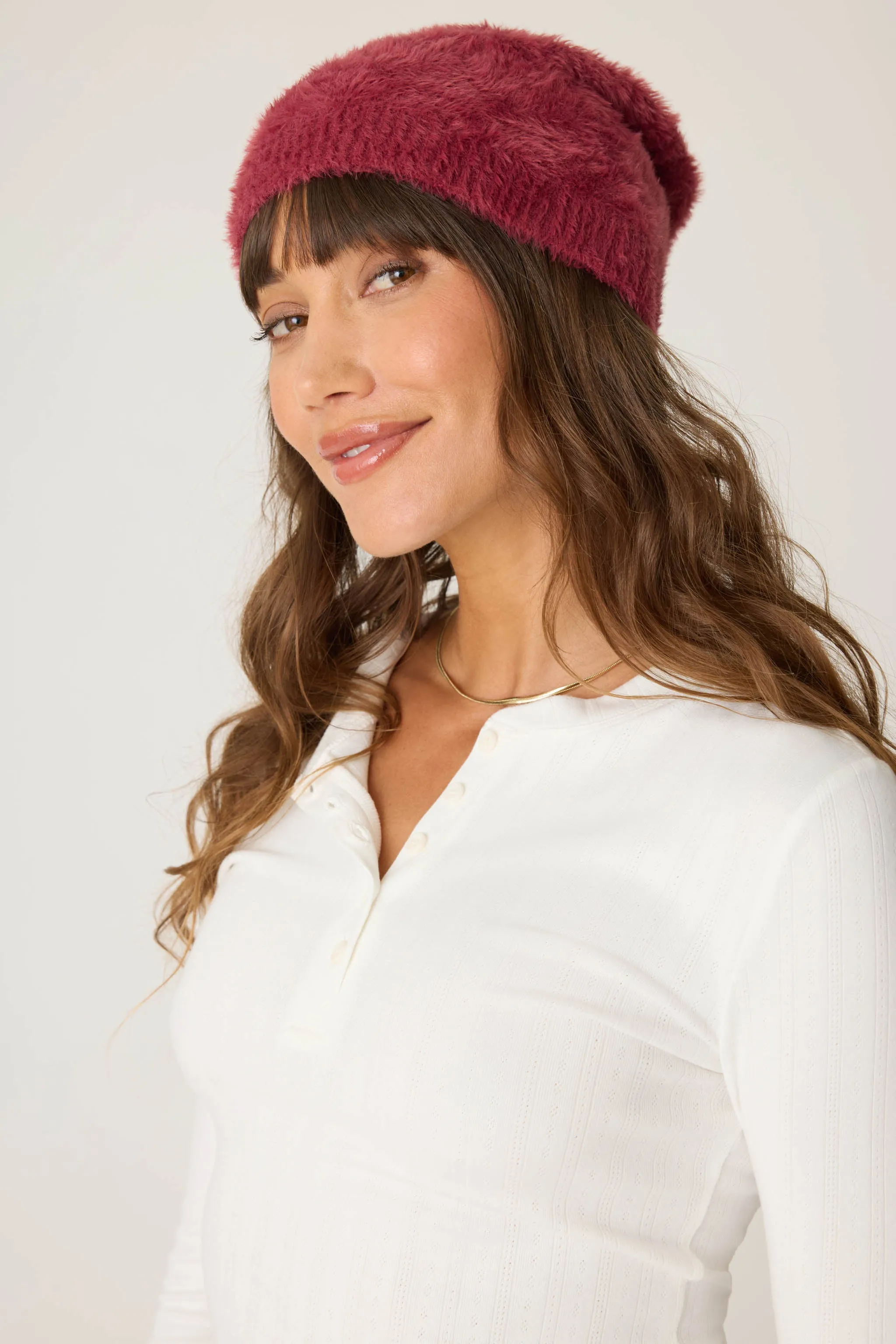 Full Of Holiday Spirit Feather Knit Beanie