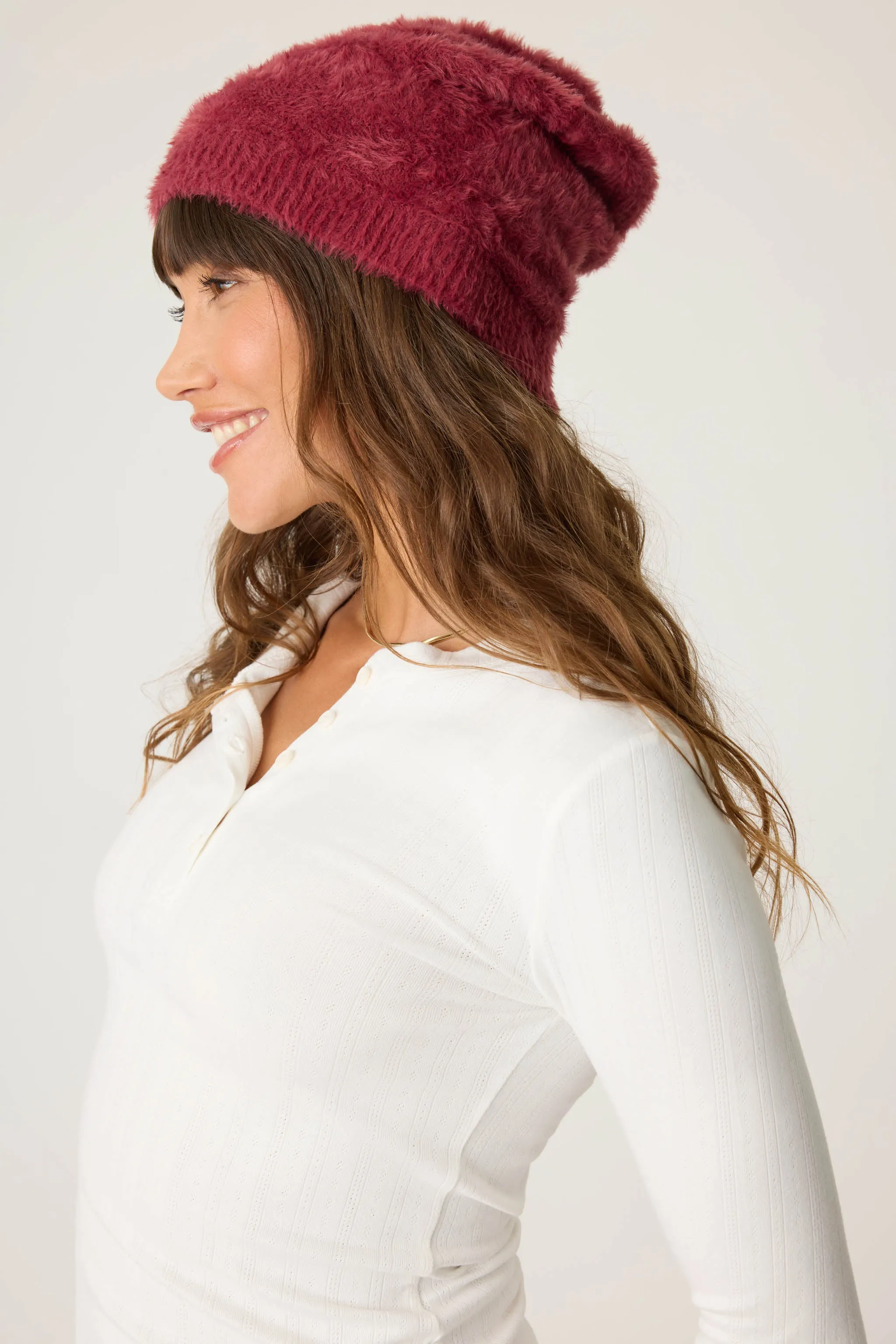 Full Of Holiday Spirit Feather Knit Beanie