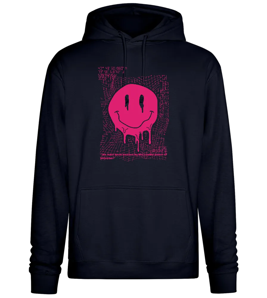 Glitched Pink Smiley Design - Premium Essential Unisex Hoodie