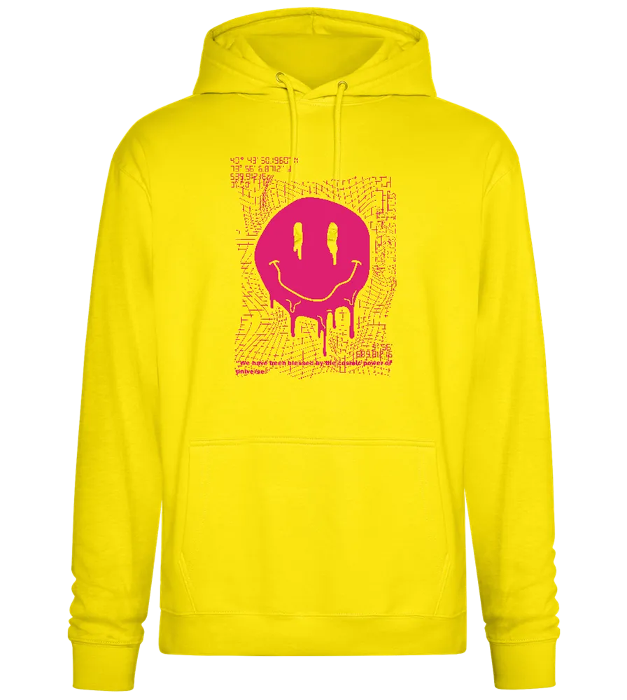 Glitched Pink Smiley Design - Premium Essential Unisex Hoodie