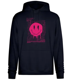 Glitched Pink Smiley Design - Premium Essential Unisex Hoodie