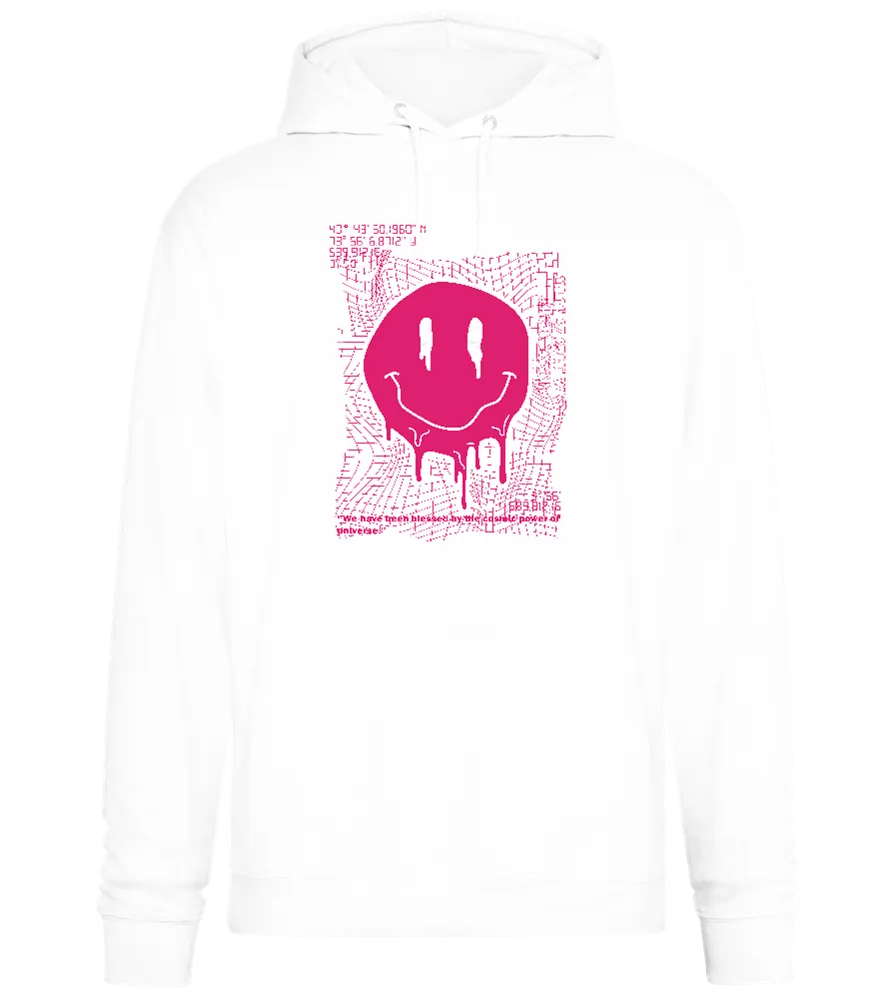 Glitched Pink Smiley Design - Premium Essential Unisex Hoodie