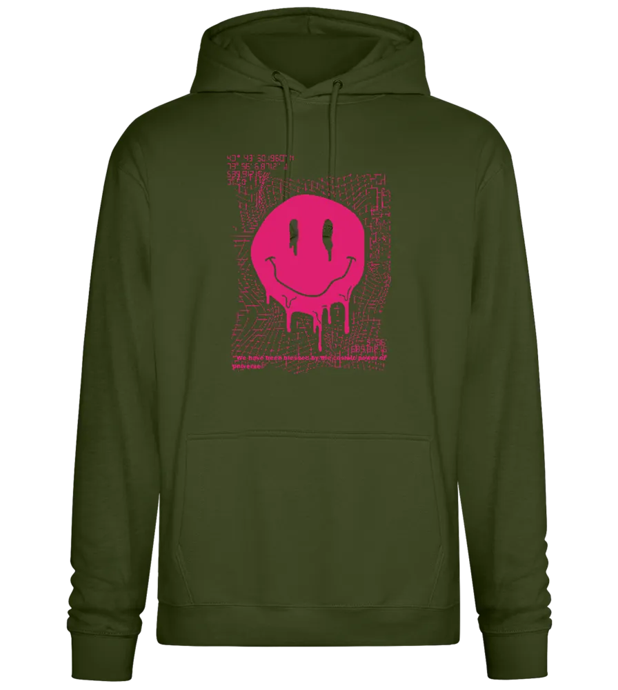 Glitched Pink Smiley Design - Premium Essential Unisex Hoodie