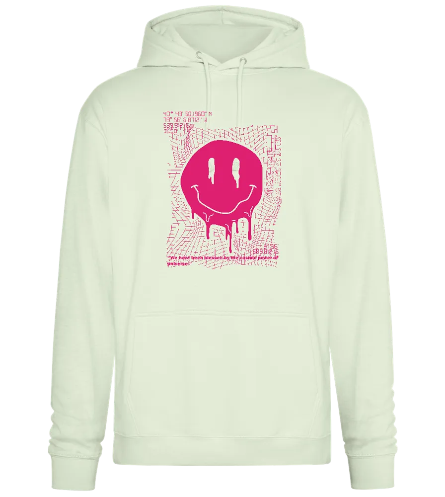 Glitched Pink Smiley Design - Premium Essential Unisex Hoodie