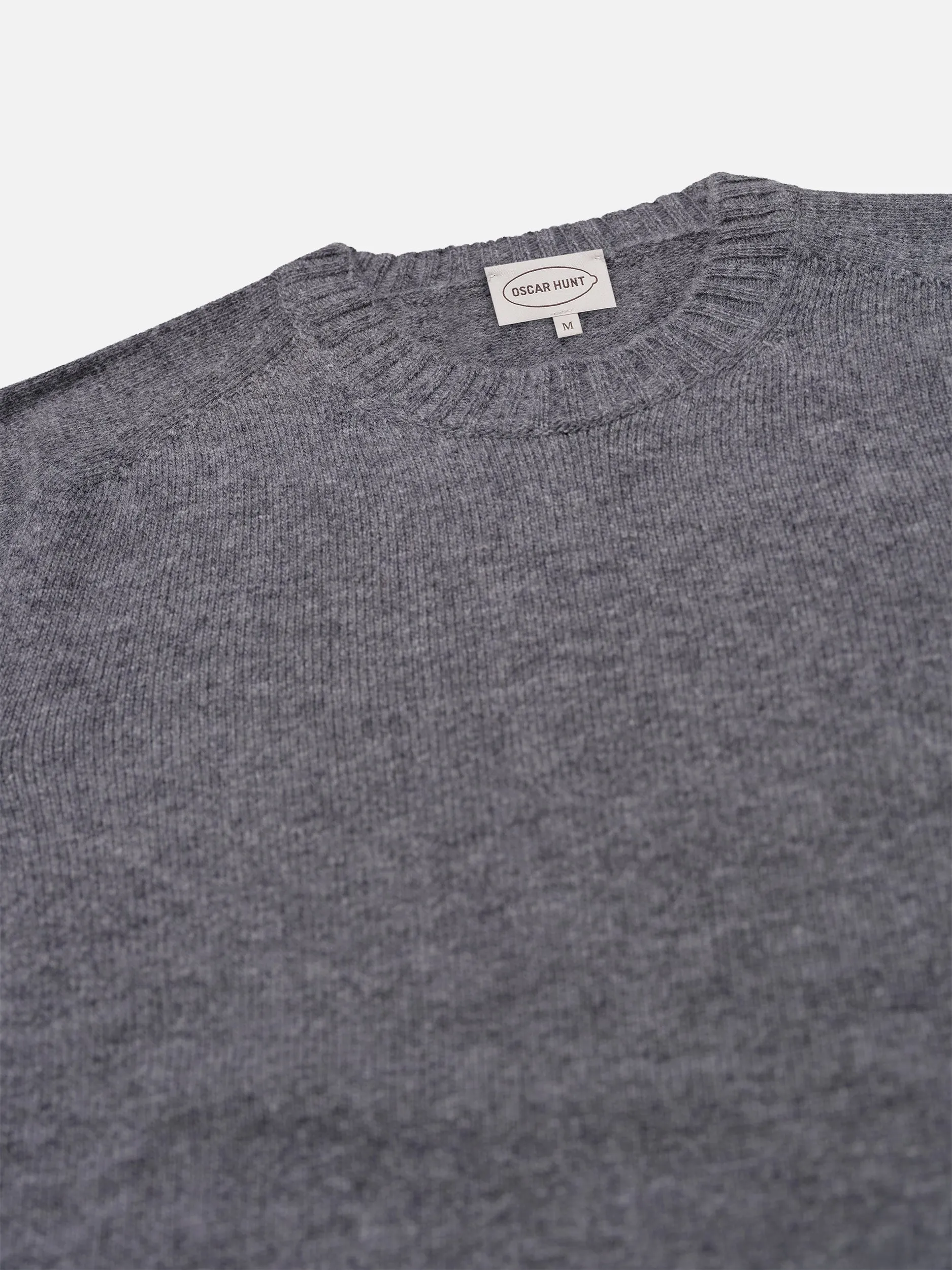 Grey Melange Knitted Crewneck Sweater