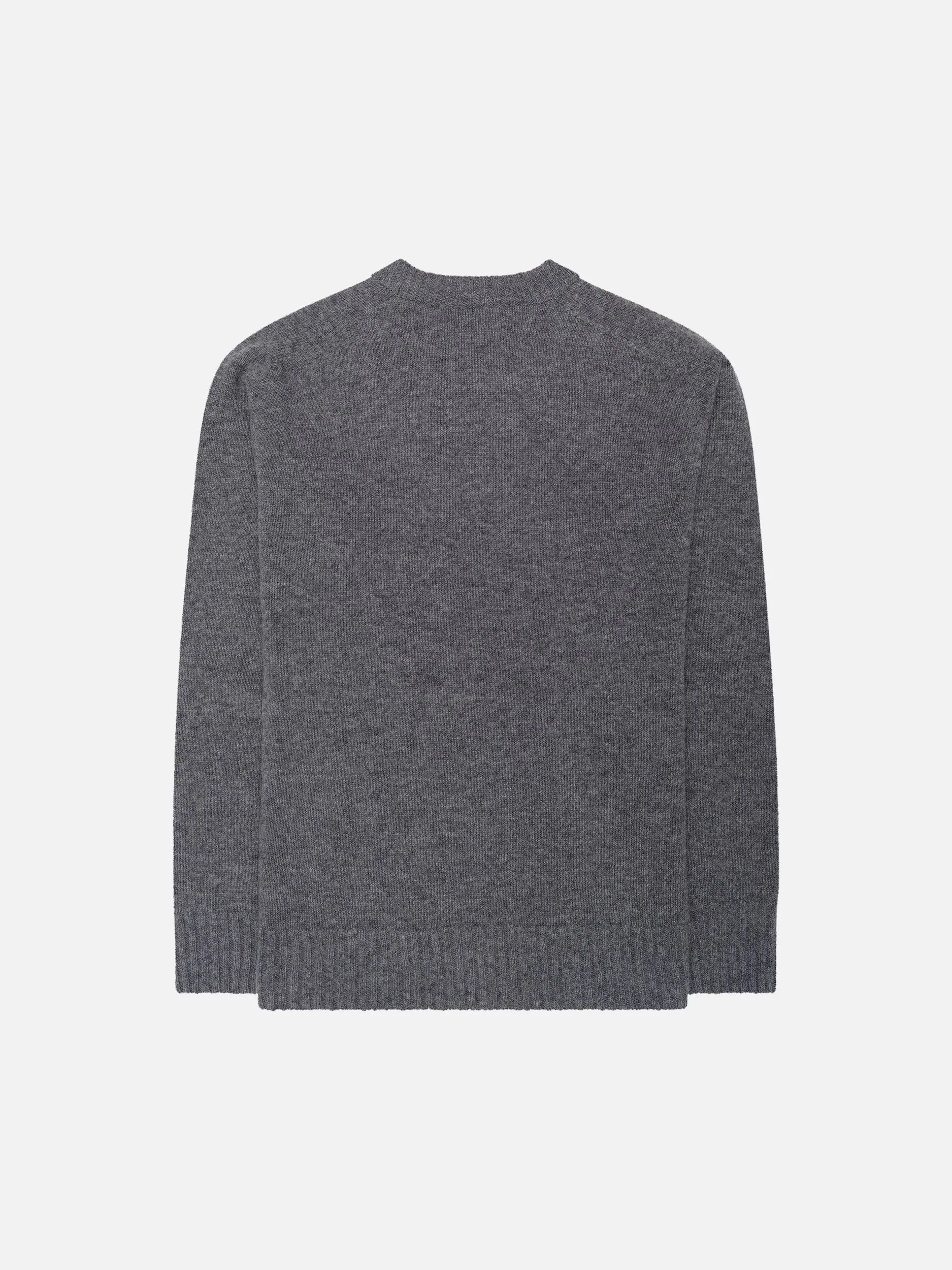 Grey Melange Knitted Crewneck Sweater