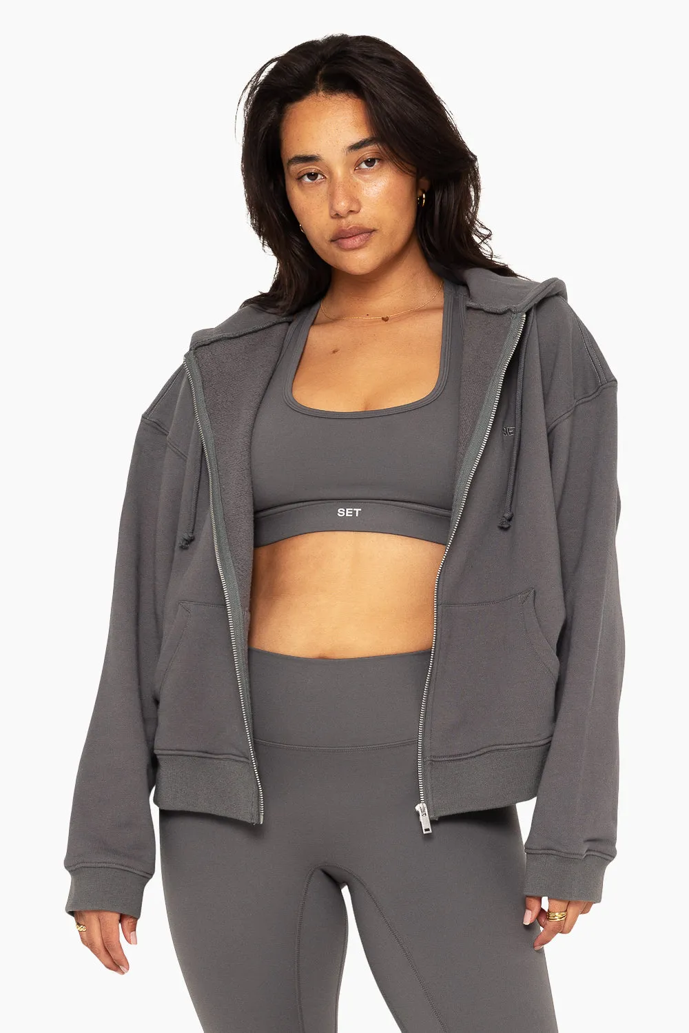 HEAVYWEIGHT SWEATS ZIP HOODIE - GRAPHITE