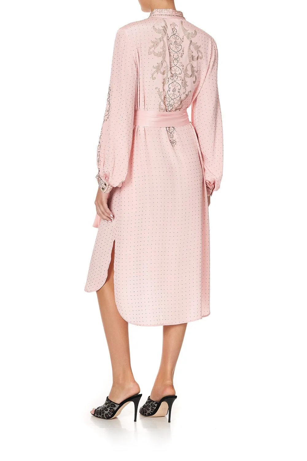 HIGH LOW MIDI SHIRT DRESS LUXE PINK