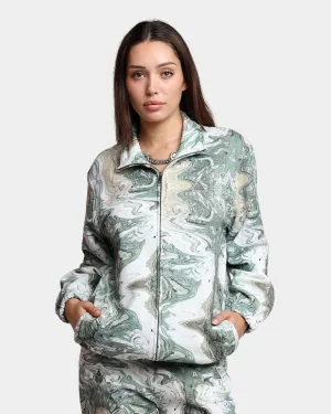 HUF Women's Swirl Oversized Fleece Full-Zip Jacket Olive