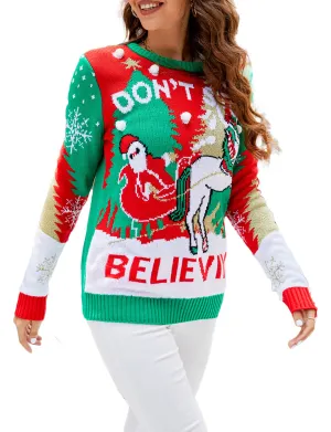 iB-iP Women's Casual Christmas Cozy Top Long Sleeve Pullover Sweater