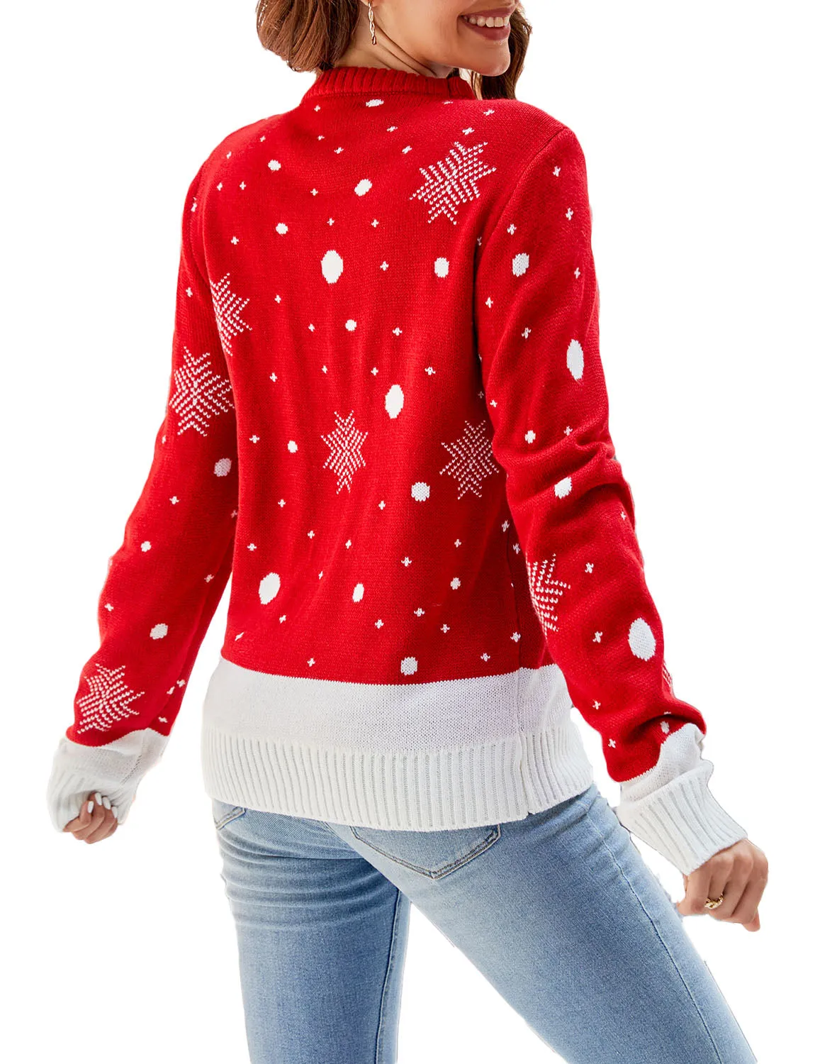 iB-iP Women's Christmas Cozy Top Casual Long Sleeve Pullover Sweater