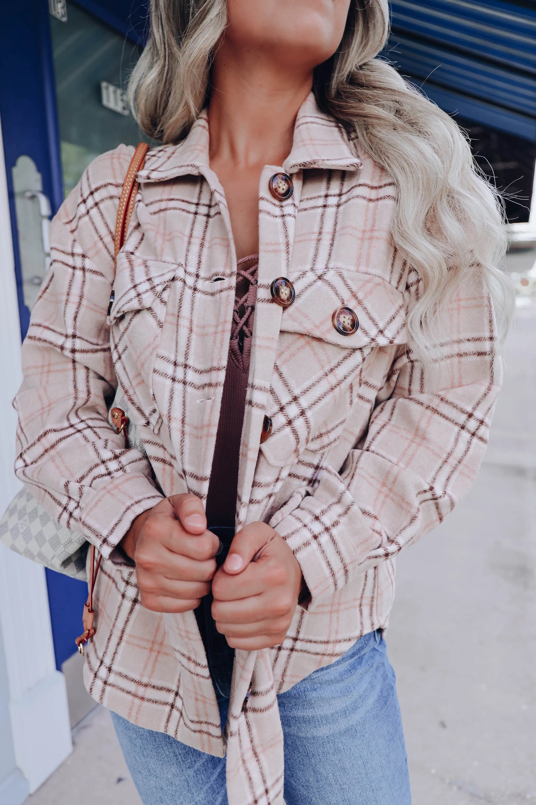 Jasper Beige Plaid Shacket