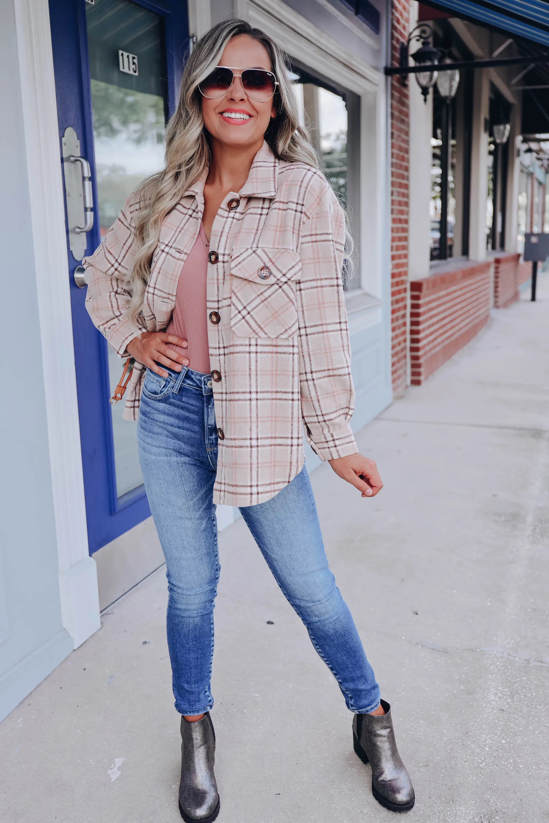 Jasper Beige Plaid Shacket