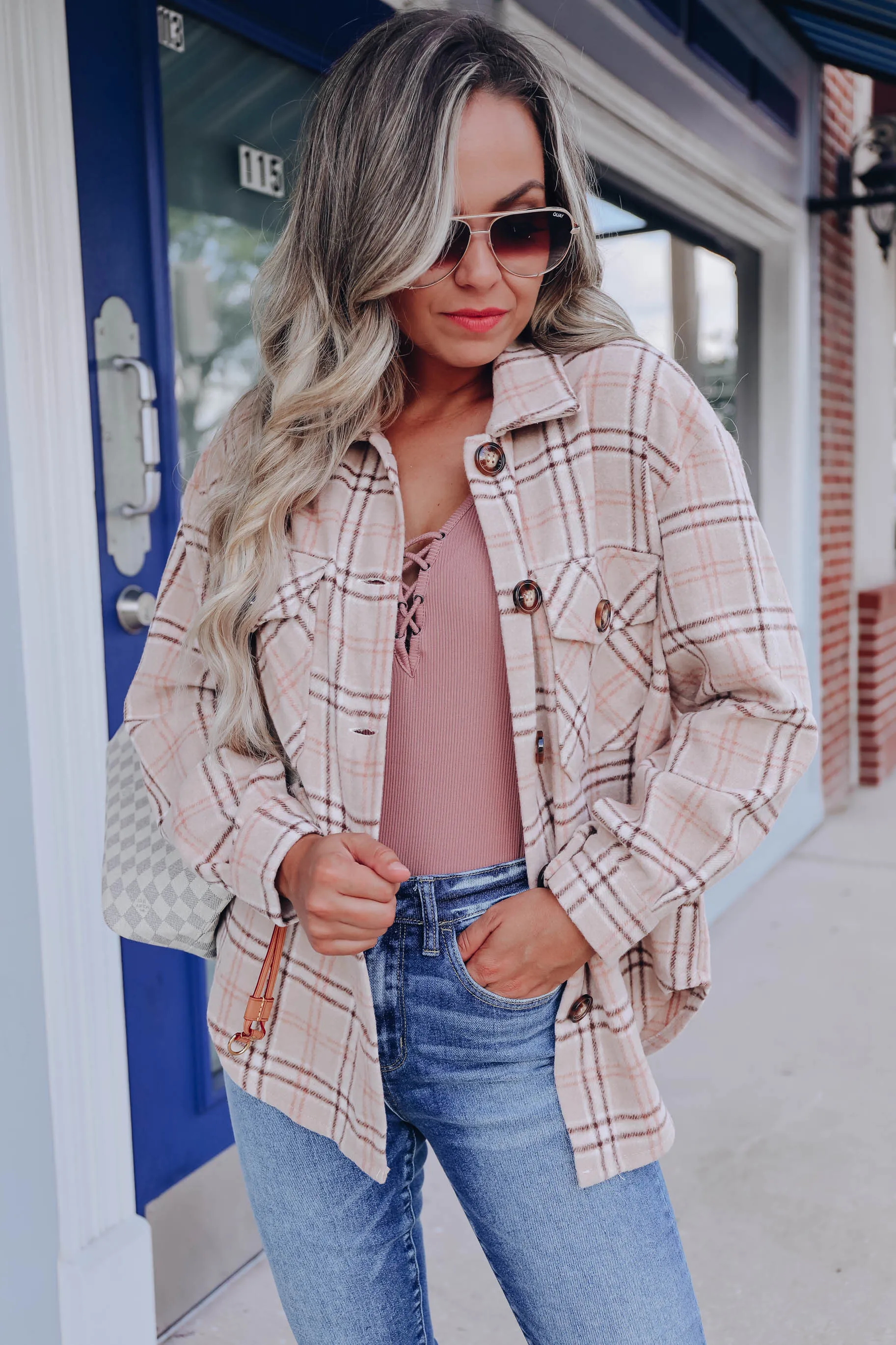 Jasper Beige Plaid Shacket