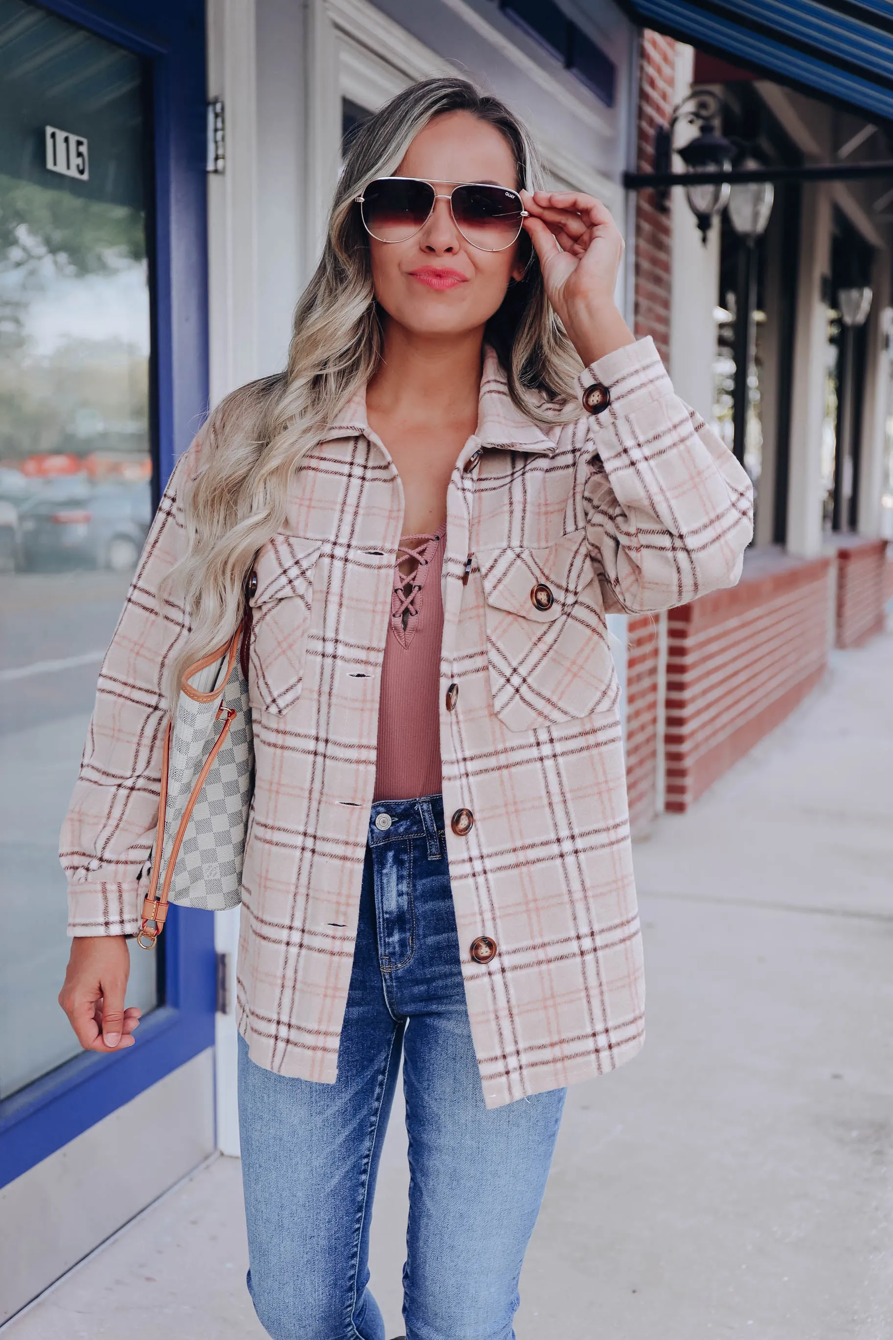 Jasper Beige Plaid Shacket