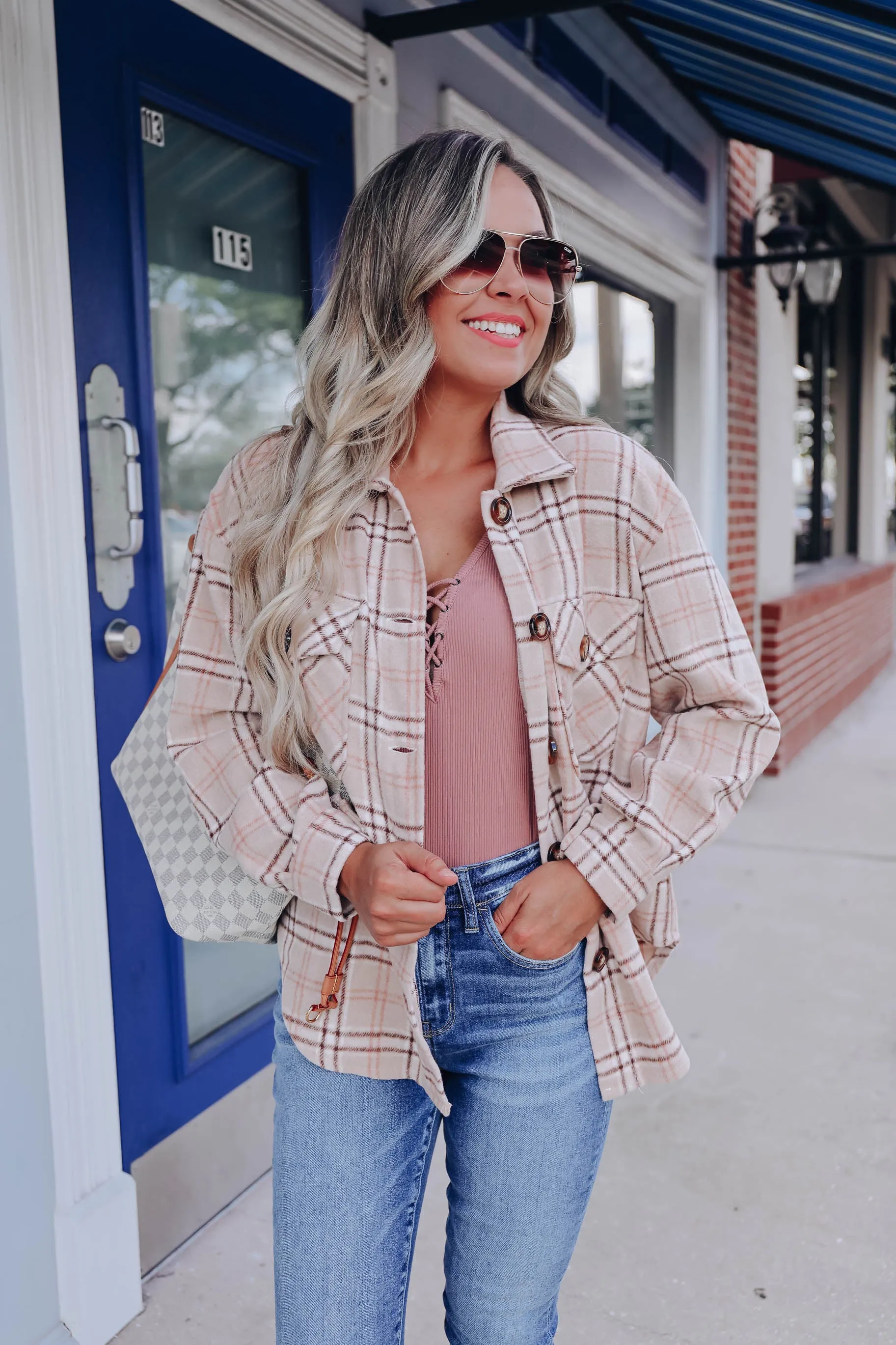 Jasper Beige Plaid Shacket