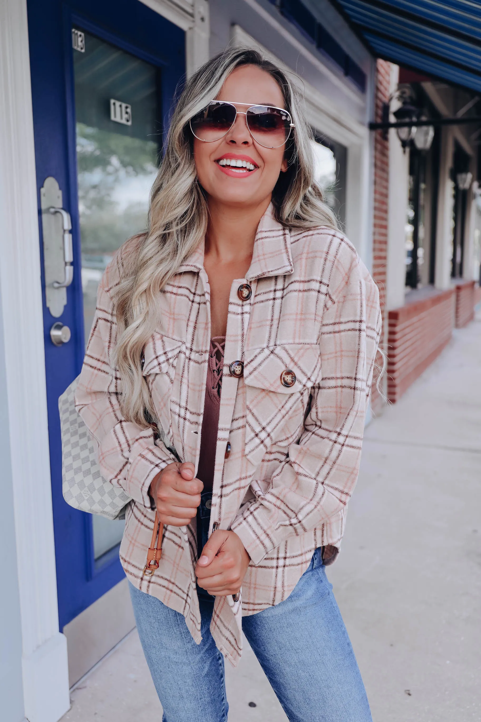 Jasper Beige Plaid Shacket