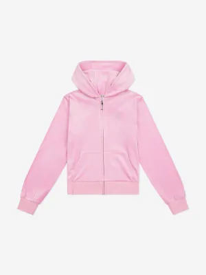 Juicy Couture Girls Diamante Logo Zip Up Top in Pink