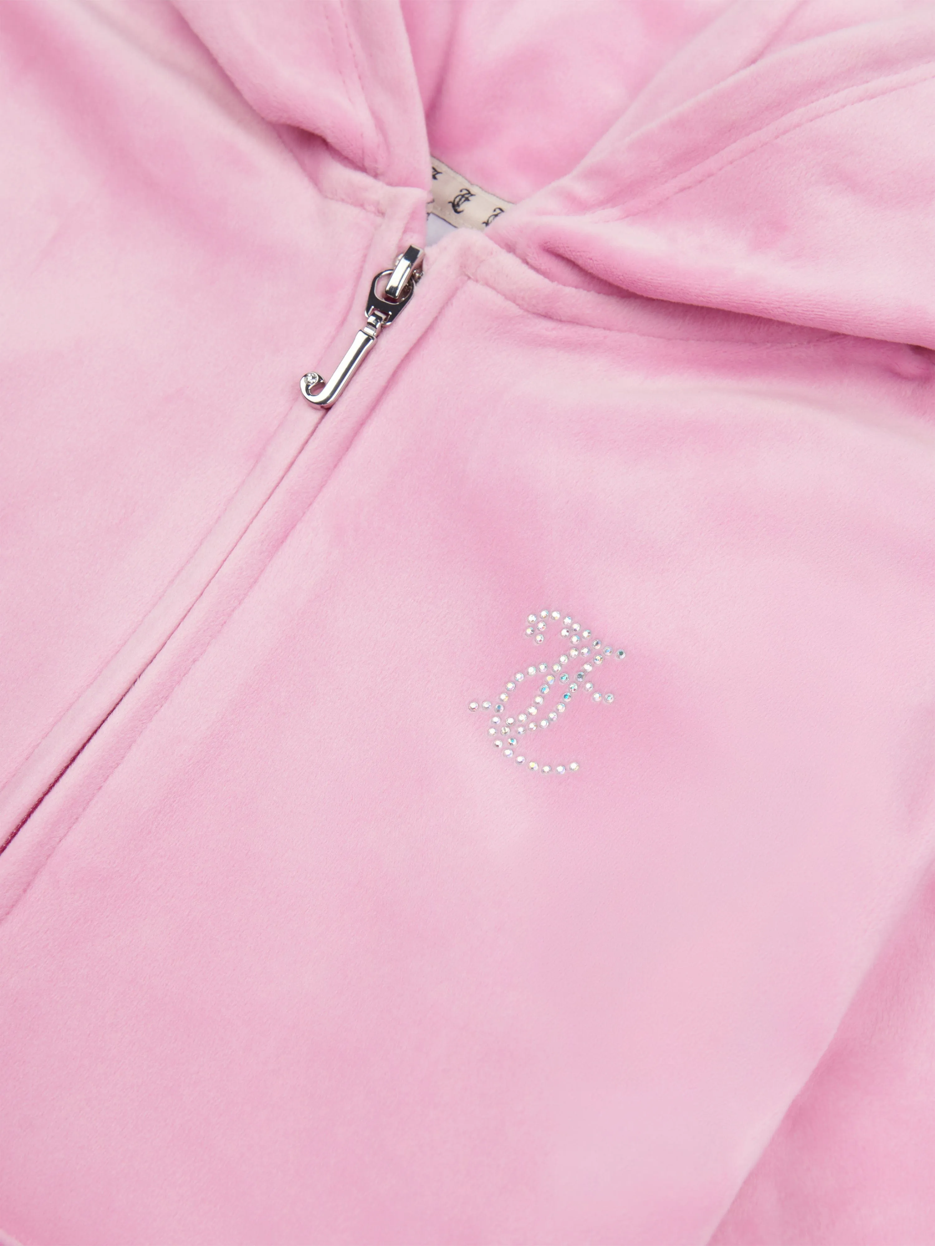 Juicy Couture Girls Diamante Logo Zip Up Top in Pink