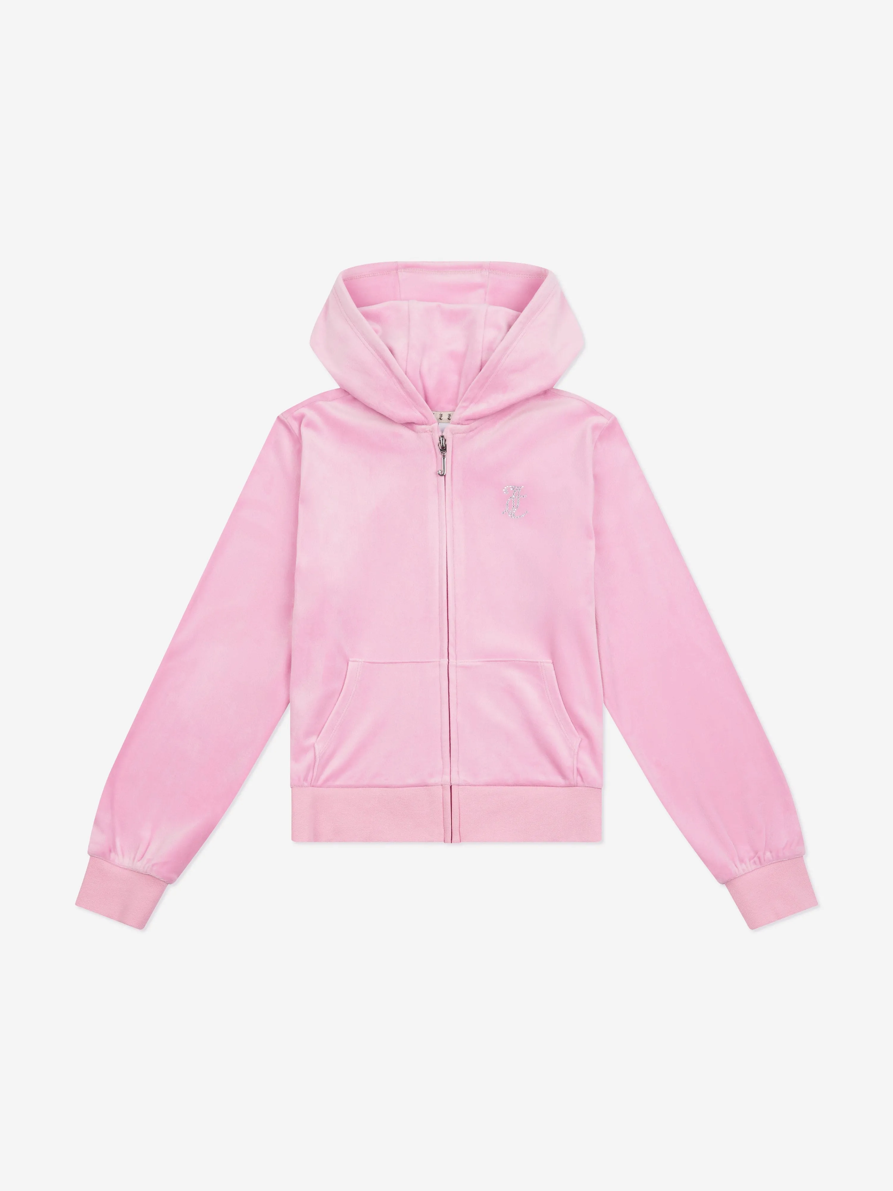 Juicy Couture Girls Diamante Logo Zip Up Top in Pink