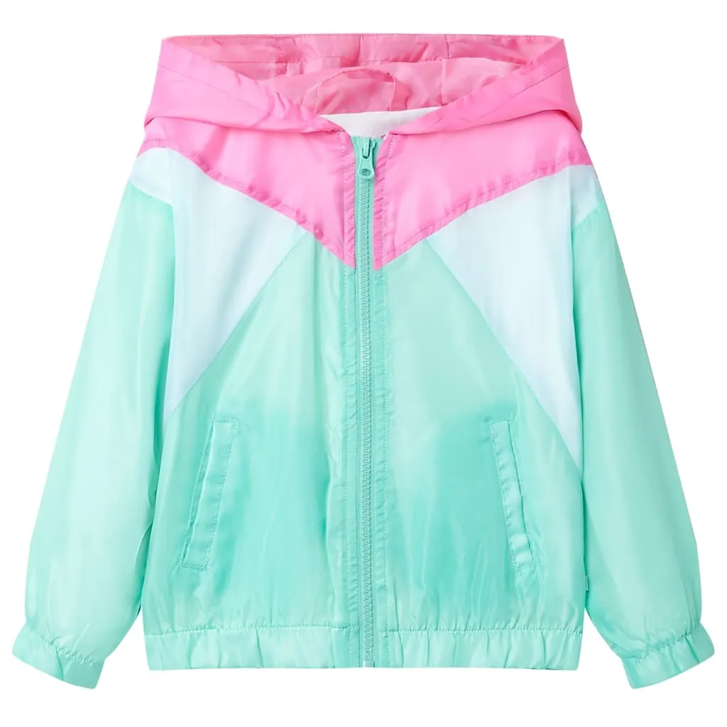 Kids' Multicolour Hooded Jacket with Zip - Size 92, Durable & Water-Resistant