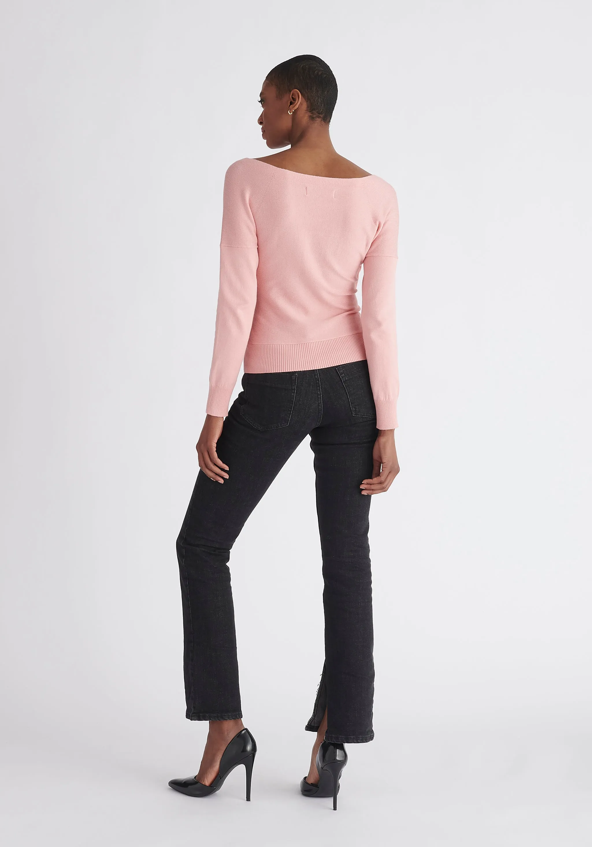 Knitted Wrap Top with Long Sleeves