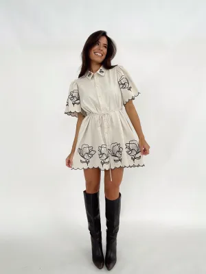 Linen Embroidered Shirt Dress