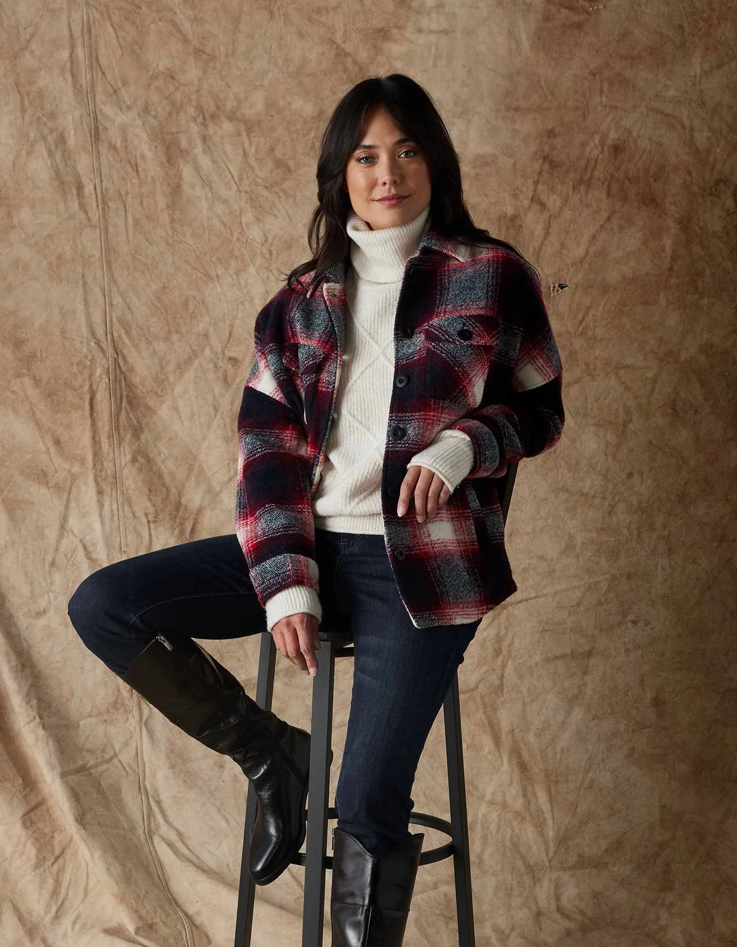 Logan Ski Lodge Jacket in Red Plaid