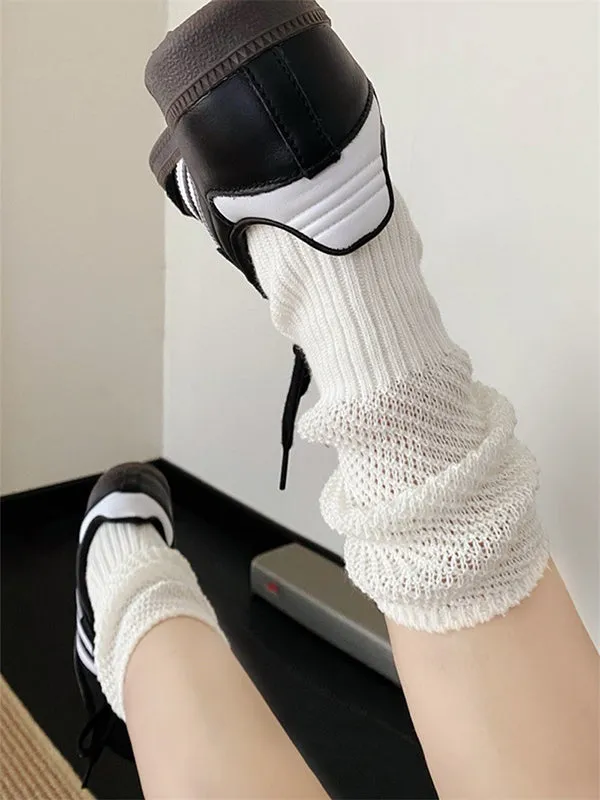 Loose Hollow Solid Color Split-Joint Socks