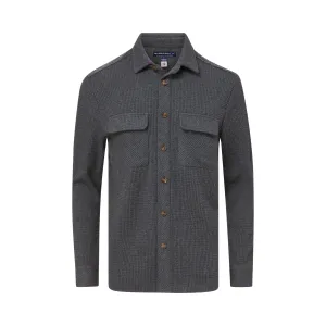 Magnetic Front WaffleWeave Casual Shirt with Dual Oversized Pockets in Charcoal