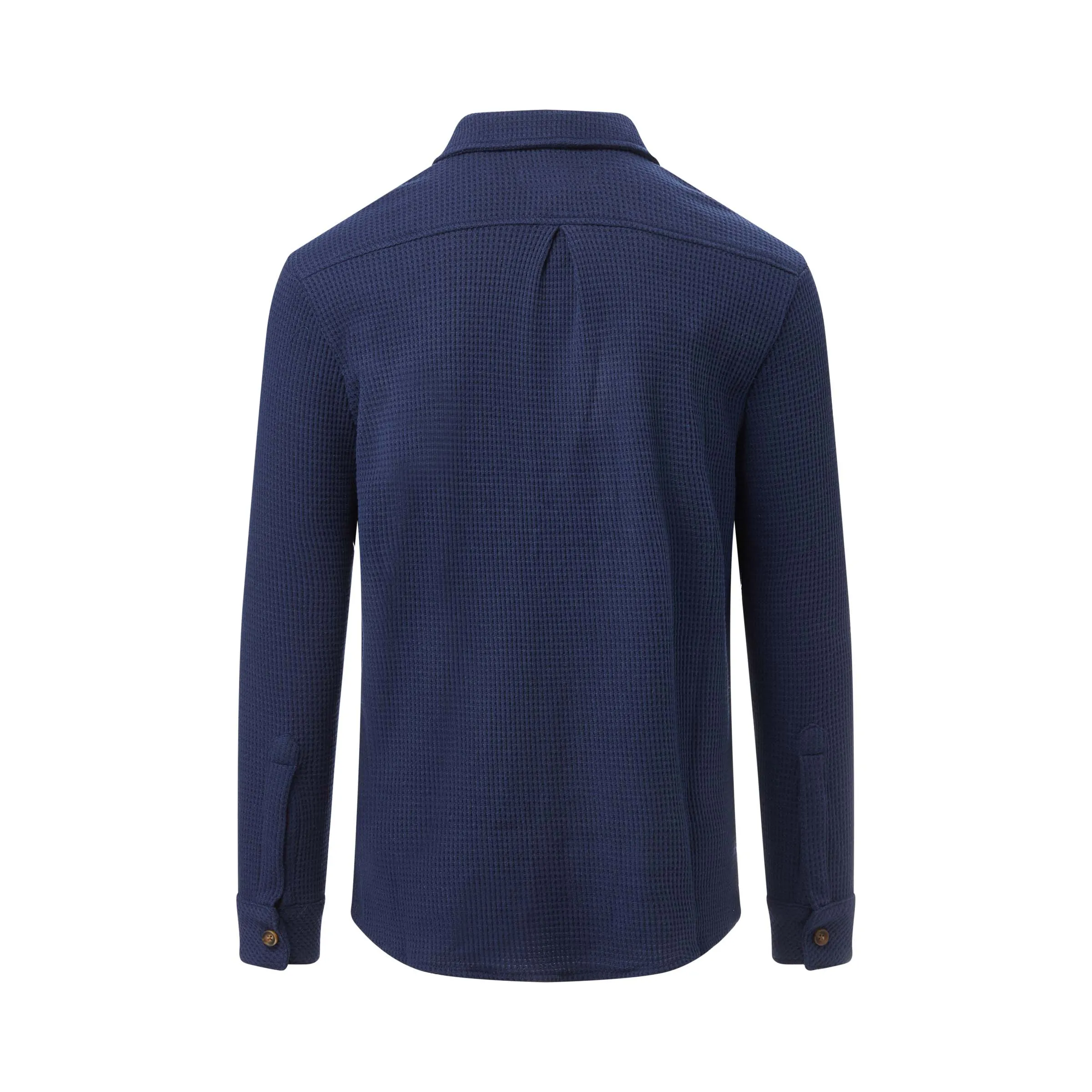 Magnetic Front WaffleWeave Casual Shirt with Dual Pockets in Navy