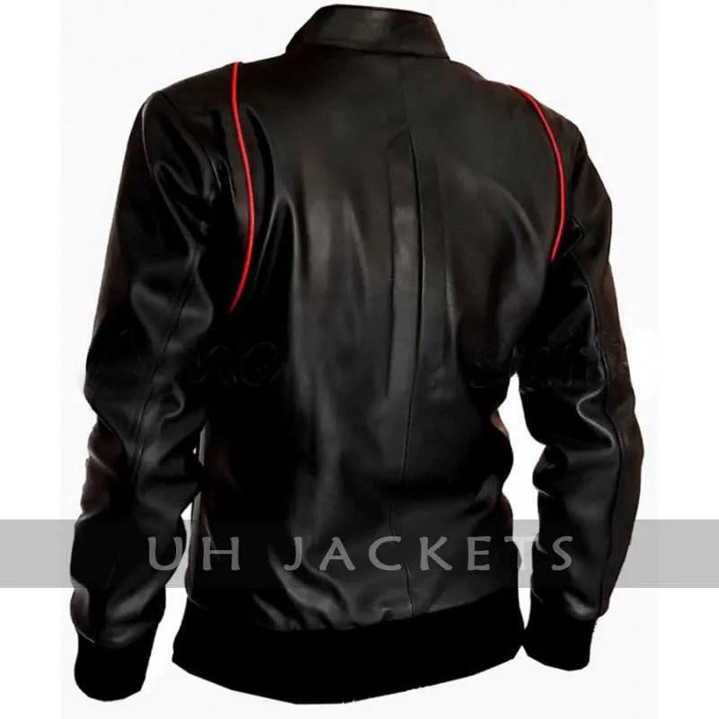 Men's Black Slimfit Biker Hunt Motorcycle Leather Jacket