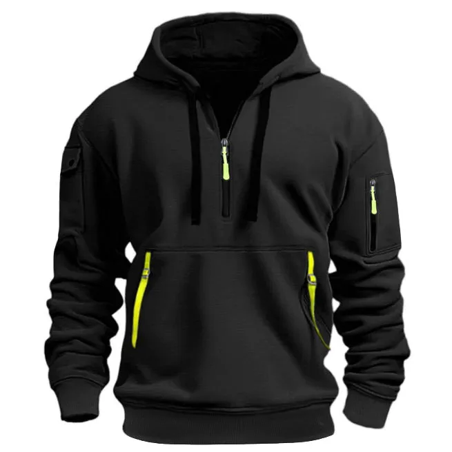 MEN'S CASUAL SPORTS HOODIE ARM POCKET ZIPPER HOODIE