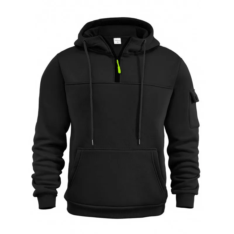 MEN'S CASUAL SPORTS MULTI POCKET ZIPPER HOODED LONG SLEEVED SWEATSHIRT