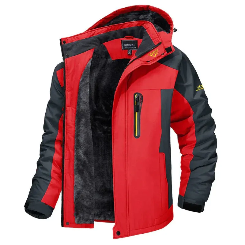 Men's Elegant Warm Waterproof Fleece Hooded Winter Jacket