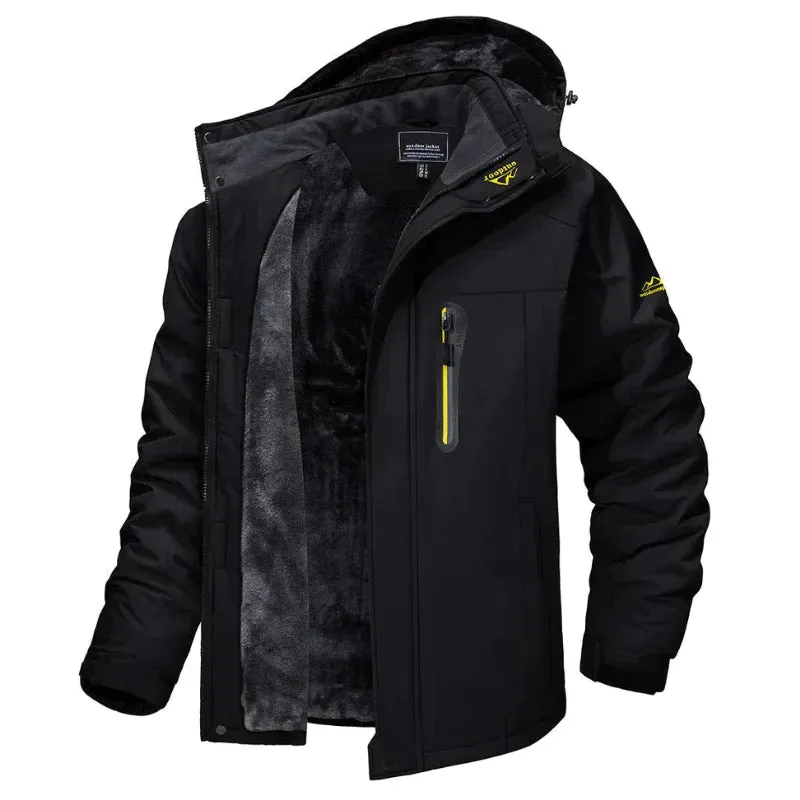 Men's Elegant Warm Waterproof Fleece Hooded Winter Jacket