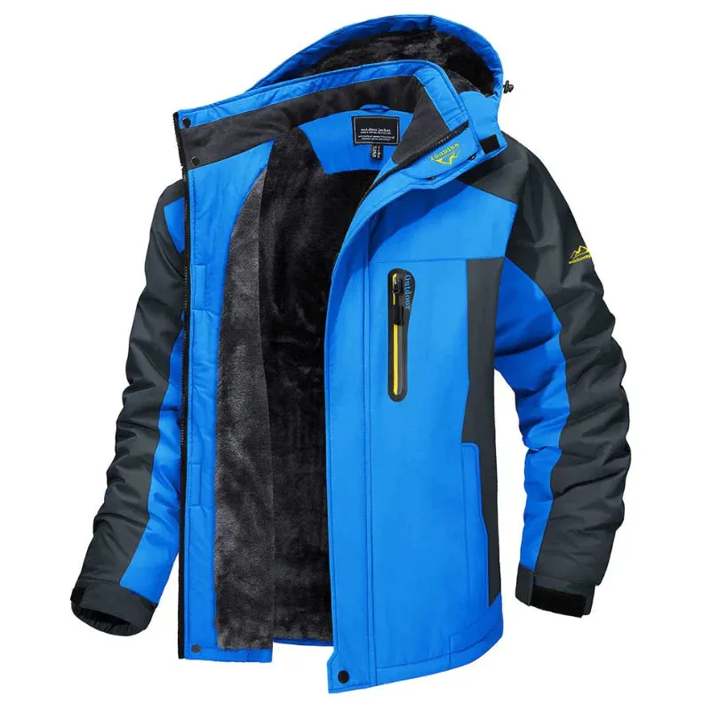 Men's Elegant Warm Waterproof Fleece Hooded Winter Jacket