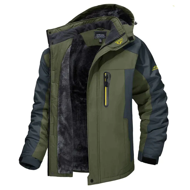 Men's Elegant Warm Waterproof Fleece Hooded Winter Jacket