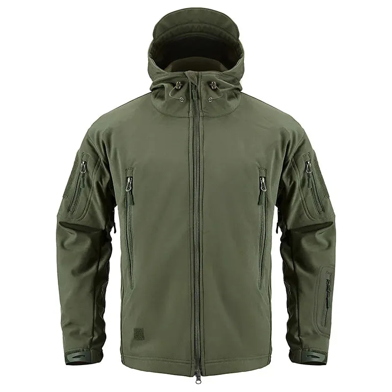 Mens Soft Shell Military Waterproof Army Tactical Hooded Windbreaker Jacket