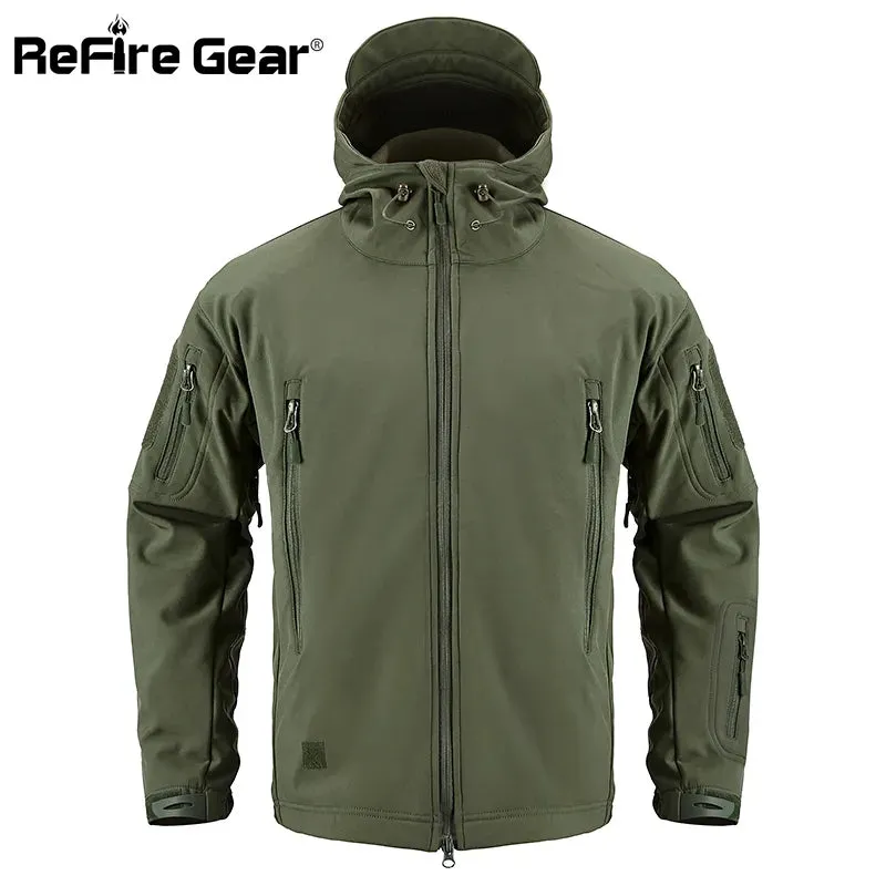 Mens Soft Shell Military Waterproof Army Tactical Hooded Windbreaker Jacket