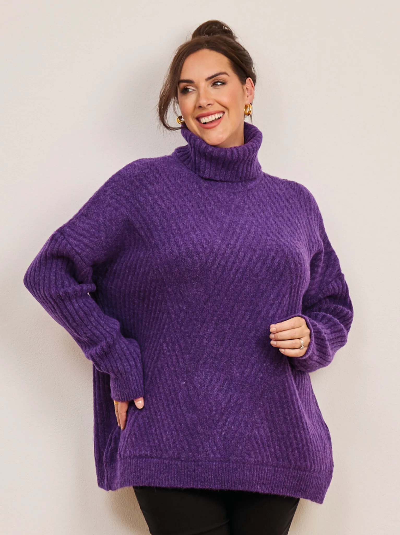 Milana Fluffy Knit Jumper - Purple