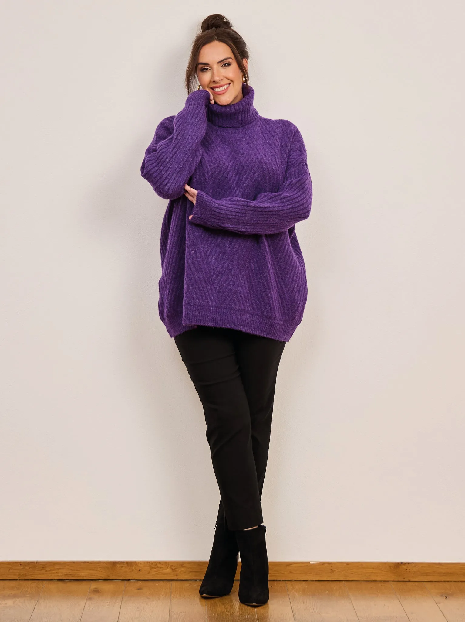 Milana Fluffy Knit Jumper - Purple