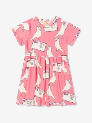 Mini Rodini Girls Pigeon Print T-Shirt Dress In Pink