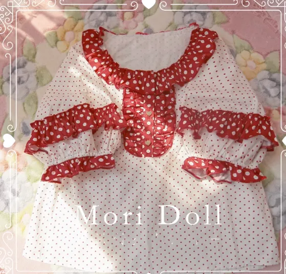 Mori Doll~Strawberry Jam~Sweet Dot Print Short Sleeve Shirt Multicolors