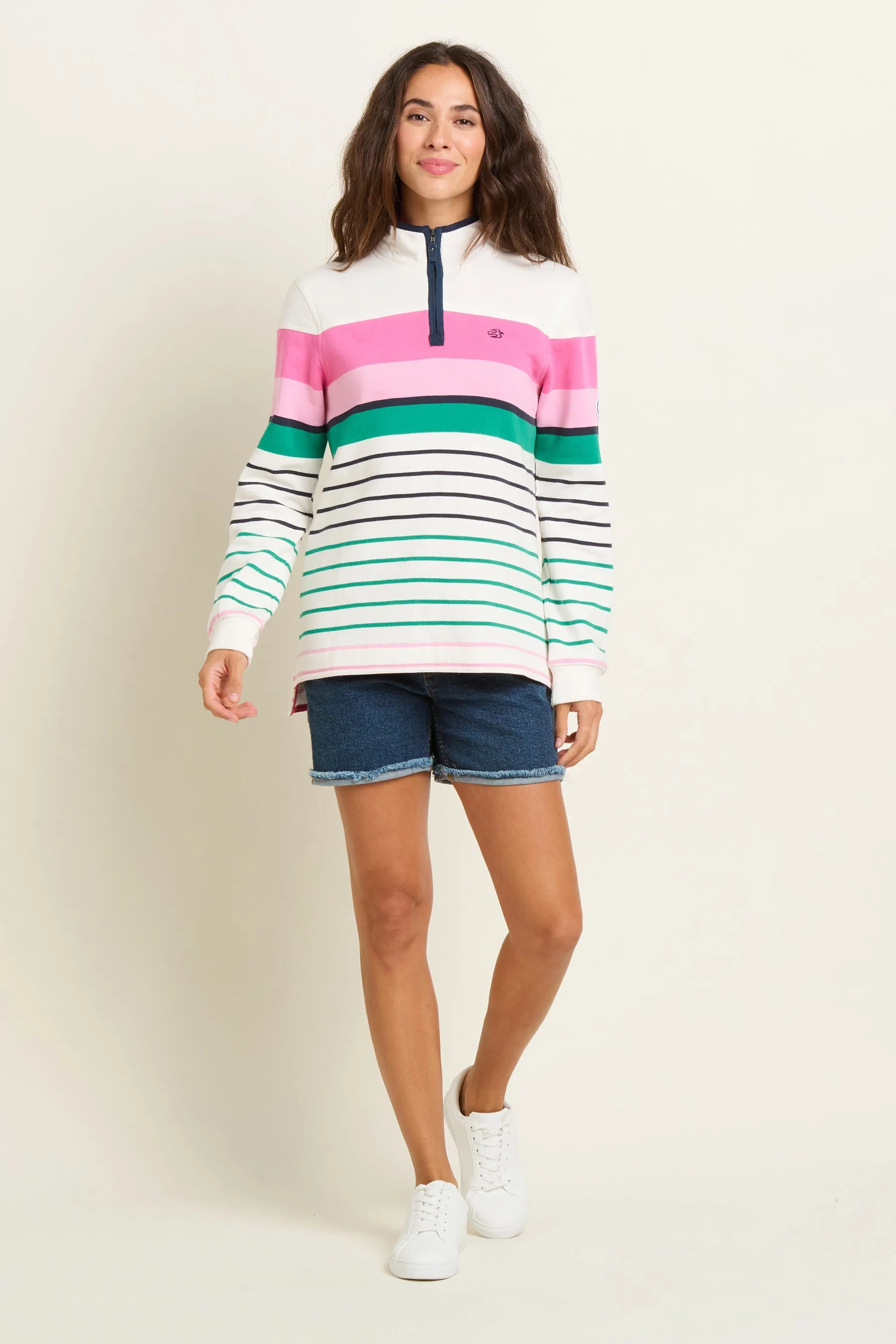 Multi Coloured Stripe Quarter Zip Sweatshirt