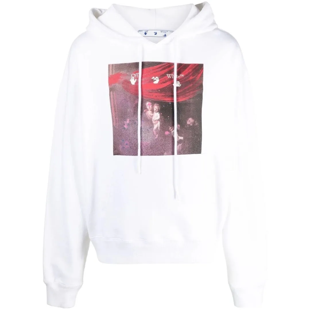 Off-White Sprayed Caravaggio Oversized White Hoodie