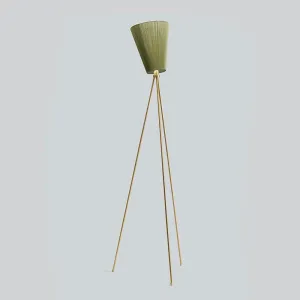 Outlet Oslo Wood floor lamp - Gold, Olive green