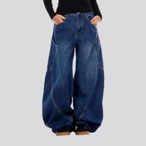 Oversized deep blue vintage jeans for ladies