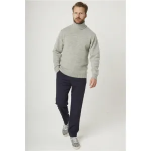 Peregrine Makers Stitch Polo Neck Jumper Light Grey Made in England WJ71038